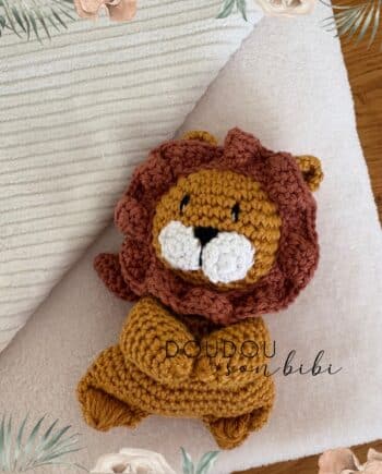 Commande client 09/12 - doudous câlins lions tissu coton côtelé blanc cassé et tissu douillette sur commande ( 2 doudous et 2 broderies)