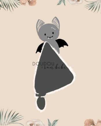 Commande Manon - doudou câlin chauve-souris personnalisé